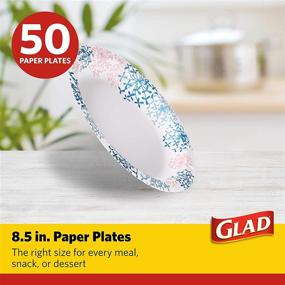 img 3 attached to 🍽️ Glad Round Disposable Paper Plates, 8.5" Diameter, Pink Hydrangea - 50 Count Bulk Plates, Soak Proof, Cut Proof, Microwaveable Heavy Duty - Perfect for All Occasions!