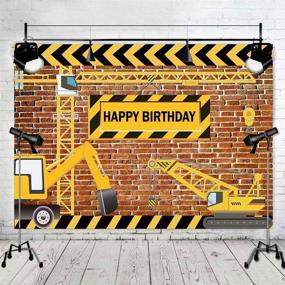 img 2 attached to 🚧 Fanghui 7x5FT Construction Theme Party Photography Backdrops - Bricks, Builder, Dump Trucks; Happy Birthday Banner Decorations, Photo Background Studio Props, Supplies - Boy's