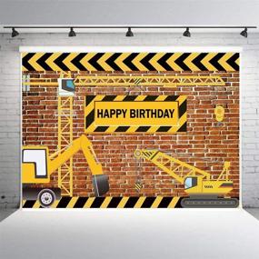 img 3 attached to 🚧 Fanghui 7x5FT Construction Theme Party Photography Backdrops - Bricks, Builder, Dump Trucks; Happy Birthday Banner Decorations, Photo Background Studio Props, Supplies - Boy's