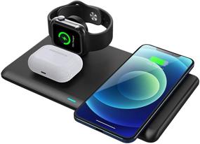 img 4 attached to 🔋 Wireless Charger Stand, 3 in 1 Fast Qi Wireless Charging Station for AirPods, iWatch 6/5/4/3/2, iPhone 12/11/11 Pro/SE/X/XS/XR/XS Max/8/8 Plus, Samsung - Wireless Charging Pad