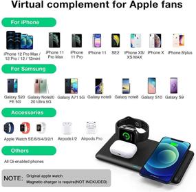 img 2 attached to 🔋 Wireless Charger Stand, 3 in 1 Fast Qi Wireless Charging Station for AirPods, iWatch 6/5/4/3/2, iPhone 12/11/11 Pro/SE/X/XS/XR/XS Max/8/8 Plus, Samsung - Wireless Charging Pad