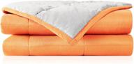 🌗 joyching weighted blankets for adults: twin reversible cooling heavy blanket 48x72 inches, 10 lbs – super soft microfiber material with premium glass beads in light grey/orange logo