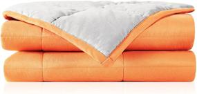 img 4 attached to 🌗 Joyching Weighted Blankets for Adults: Twin Reversible Cooling Heavy Blanket 48x72 inches, 10 lbs – Super Soft Microfiber Material with Premium Glass Beads in Light Grey/Orange