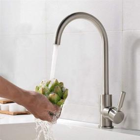 img 4 attached to Comllen Single Hole Brushed Nickel Bar Sink Faucet: Sleek Stainless Steel One-Handle Faucet with 360 Degree Swivel for Hot and Cold Outdoor Kitchen Sink