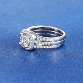 img 1 attached to Stunning Triple Halo Eternity Band for Women - 18K White Gold Plated with Sparkling Cubic Zirconia