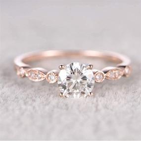 img 3 attached to 💍 LadayPoa 6.5mm Round CZ Engagement Wedding Ring 14k Rose Gold/Silver Plated Milgrain Band Ring for Women