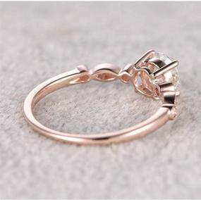 img 2 attached to 💍 LadayPoa 6.5mm Round CZ Engagement Wedding Ring 14k Rose Gold/Silver Plated Milgrain Band Ring for Women