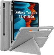 📱 vego galaxy tab s7 plus case with s pen holder - standing origami slim shell cover, auto wake/sleep, compatible with samsung tab s7 plus 12.4 inch sm-t970/975/976 [2020] (gray) логотип