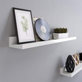 img 2 attached to 📸 SONGMICS Modern Floating Wall Shelves Set of 2 - 23-inch Long, Picture Ledge Shelving for Stylish Storage, Easy Assembly, White MDF - ULWS60WT