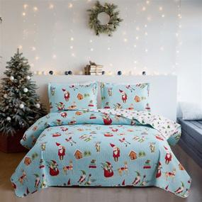 img 4 attached to Christmas Reversible Bedspread Coverlet Lightweight Bedding