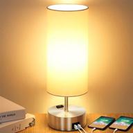 💡 modern 3-way touch control table lamp with 2 fast charging usb ports, power outlet, dimmable led bulb included - perfect for bedroom, living room, office reading - silver логотип