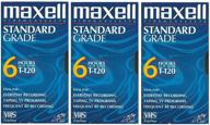 maxell vhs blank tapes - 3-pack standard grade t-120, 6 hour ep mode, 246m: high performance and versatility! logo