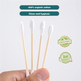 img 2 attached to 🌱 Biodegradable Organic Cotton Swabs | 500 Count Double Round Thick Tips | Strong Wooden Sticks | Ideal for Ears | Firm Qtips | Natural Cotton Buds | 3 inch Length | Compact Box