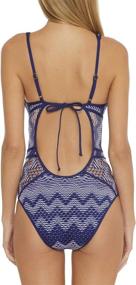 img 1 attached to Becca Swimwear Women's Show & Tell Crochet Plunge One Piece Swimsuit by Rebecca Virtue