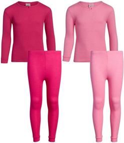 img 4 attached to 2-Piece Waffle Knit Top and Long Johns Thermal Underwear Set for Sweet and Sassy Girls (2T-16)