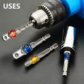 img 3 attached to 🔧 Transform Your Power Drill into a High-Speed Nut Driver with Impact Grade Socket Adapter/Extension Set - 1/4-Inch Hex Shank for Adapters, Sizes 1/4", 3/8", 1/2" - Cr-V, 3-Piece Set