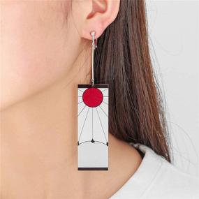 img 2 attached to ✨ Winssigma Demon Slayer Tanjiro Earrings Set - Kimetsu No Yaiba Acrylic Hanafuda Cosplay Jewelry (3 Pairs)