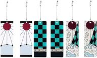 ✨ winssigma demon slayer tanjiro earrings set - kimetsu no yaiba acrylic hanafuda cosplay jewelry (3 pairs) logo