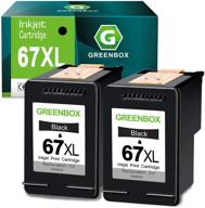 🖨️ affordable greenbox remanufactured hp 67xl ink cartridge replacement for deskjet 2732, envy 6058, and deskjet plus 4158 printer tray - 2 black logo