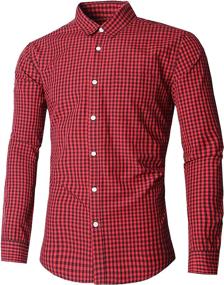 img 4 attached to NUTEXROL Men's Cotton Casual Button-Sleeve Shirt