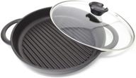 🍳 jean patrique 10.6" whatever pan - induction compatible griddle pan with glass lid, cast aluminium, non-stick surface logo