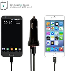 img 3 attached to 🚗 Ultra-Fast Micro USB Car Charger with Coiled Cable, Fuse & Smart Technology - 24W/4.8A Dual Car Charger (Black)