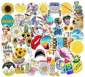 img 4 attached to 🌼 Jasion 53-Pcs Vinyl Yellow Stickers: Waterproof Cute Lovely Girls Teens Aesthetic Trendy Summer Graffiti Decals - Perfect for Water Bottles, Cars, Motorcycle, Skateboard, Luggages, iPad, Laptops