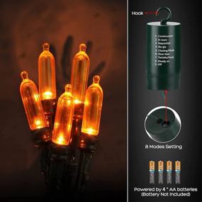 img 2 attached to 🎃 Illuminating Halloween Decor: Orange 100 LED Battery Operated String Lights - Waterproof, 8 Modes, Auto Timer - Perfect for Party, Outdoor & Indoor Decorations