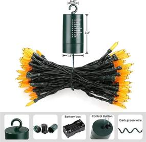 img 1 attached to 🎃 Illuminating Halloween Decor: Orange 100 LED Battery Operated String Lights - Waterproof, 8 Modes, Auto Timer - Perfect for Party, Outdoor & Indoor Decorations