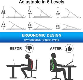 img 1 attached to 🔝 YOSHINE Настраиваемая подставка для ноутбука - Портативная подставка для ноутбука, складная подставка для ноутбука, эргономичный подъемник для ноутбука для всех ноутбуков и блокнотов до 15 дюймов - компьютерная подставка для улучшенного комфорта и производительности.