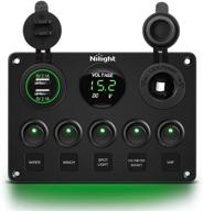 🔌 nilight 90125e 5 gang rocker switch with dual usb charger, digital voltmeter, and 12v outlet – pre-wired switch panel with inline fuse for rvs, cars, boats, trucks, and trailers (green backlit) logo