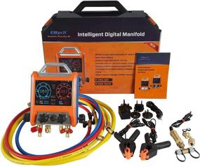 img 1 attached to 💨 Advanced HVAC Digital Manifold Gauge Elitech EMG-40V: Four-Port Design with Vaccum Sensor, Thermometer, Clamps, and Hoses