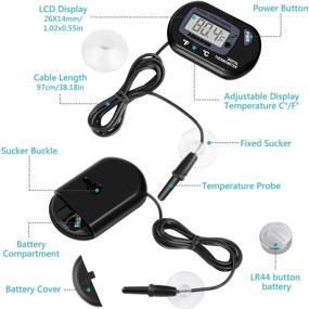 img 2 attached to 🐠 LCD Digital Aquarium Thermometer by Neptonion - Suction Cup Fish Tank Temperature Sensor for Fish, Reptiles, Lizards, and Turtles