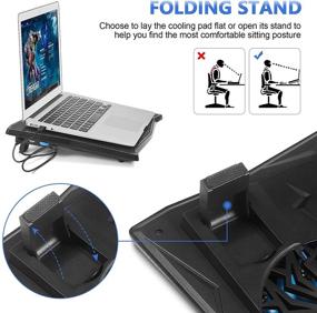 img 1 attached to Laptop Cooling Pad 14-17 Inches, Silent Fans, Foldable Stands, 2 USB 2.0 Ports & Blue LED Lights - Black