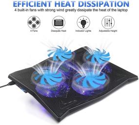 img 3 attached to Laptop Cooling Pad 14-17 Inches, Silent Fans, Foldable Stands, 2 USB 2.0 Ports & Blue LED Lights - Black