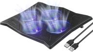 laptop cooling pad 14-17 inches, silent fans, foldable stands, 2 usb 2.0 ports & blue led lights - black logo