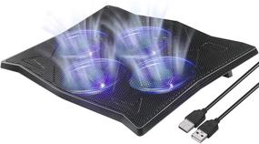 img 4 attached to Laptop Cooling Pad 14-17 Inches, Silent Fans, Foldable Stands, 2 USB 2.0 Ports & Blue LED Lights - Black