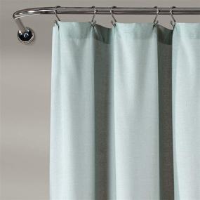 img 3 attached to 🚿 Lush Decor Linen Button Shower Curtain in Blue and Off-White, 72x72 inches