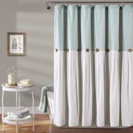 🚿 lush decor linen button shower curtain in blue and off-white, 72x72 inches logo