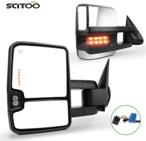 img 4 attached to SCITOO Tow Mirrors Chrome LED Signal Lamps Towing Mirror Power Heated Pair Set (2003-2007) - Compatible with Chevy Silverado/GMC Sierra (07 Classic Models)