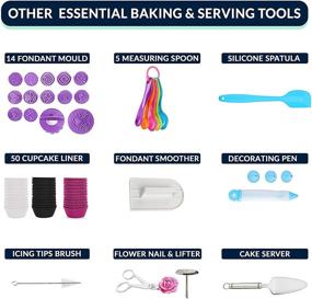 img 2 attached to 🎂 RFAQK 203 PCs Cake Decorating Supplies Kit for Beginners - Turntable Stand, 48 Numbered Icing Tips with Pattern Chart and E.Book, 7 Russian Piping Nozzles, and 2 Baking Spatulas