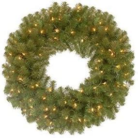 img 4 attached to 🎄 Pre-Lit Artificial Christmas Wreath, Green - National Tree Company North Valley Spruce, 24 Inches, White Lights - Christmas Collection