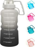 💧 enerbone large 1 gallon/ 128 oz motivational water bottle with time marker & straw: fitness essential for sports, gym and outdoor activities (grey-black) logo