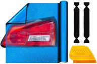 🔵 16x4 ft roll of vvivid frosted tint taillight vinyl film for automotive with air-release adhesive, includes yellow detailer squeegee and 2 black felt decals (blue crystal) logo