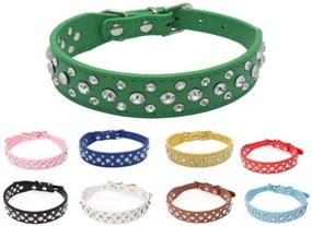 img 2 attached to 🐶 Avenpets Custom Leather Dog Collar for Small Dogs and Cats - Length: 10-24 Inches, Adorned with Crystal Rhinestone Bling