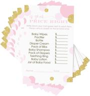 👑 pink and gold price is right game (25 pack) - fun girls baby shower activity cards for a royal princess or twinkle little star themed party - entertaining guessing game for all invited guests logo