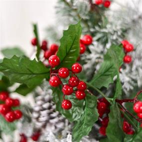 img 2 attached to 🎄 Lvydec Red Berry Garland Christmas Decoration - Festive 5.8ft Artificial Greenery with Red Berries and Holly Leaves for Holiday Fireplace Mantel Table Decorations