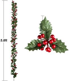 img 3 attached to 🎄 Lvydec Red Berry Garland Christmas Decoration - Festive 5.8ft Artificial Greenery with Red Berries and Holly Leaves for Holiday Fireplace Mantel Table Decorations