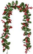 🎄 lvydec red berry garland christmas decoration - festive 5.8ft artificial greenery with red berries and holly leaves for holiday fireplace mantel table decorations logo
