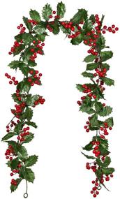 img 4 attached to 🎄 Lvydec Red Berry Garland Christmas Decoration - Festive 5.8ft Artificial Greenery with Red Berries and Holly Leaves for Holiday Fireplace Mantel Table Decorations